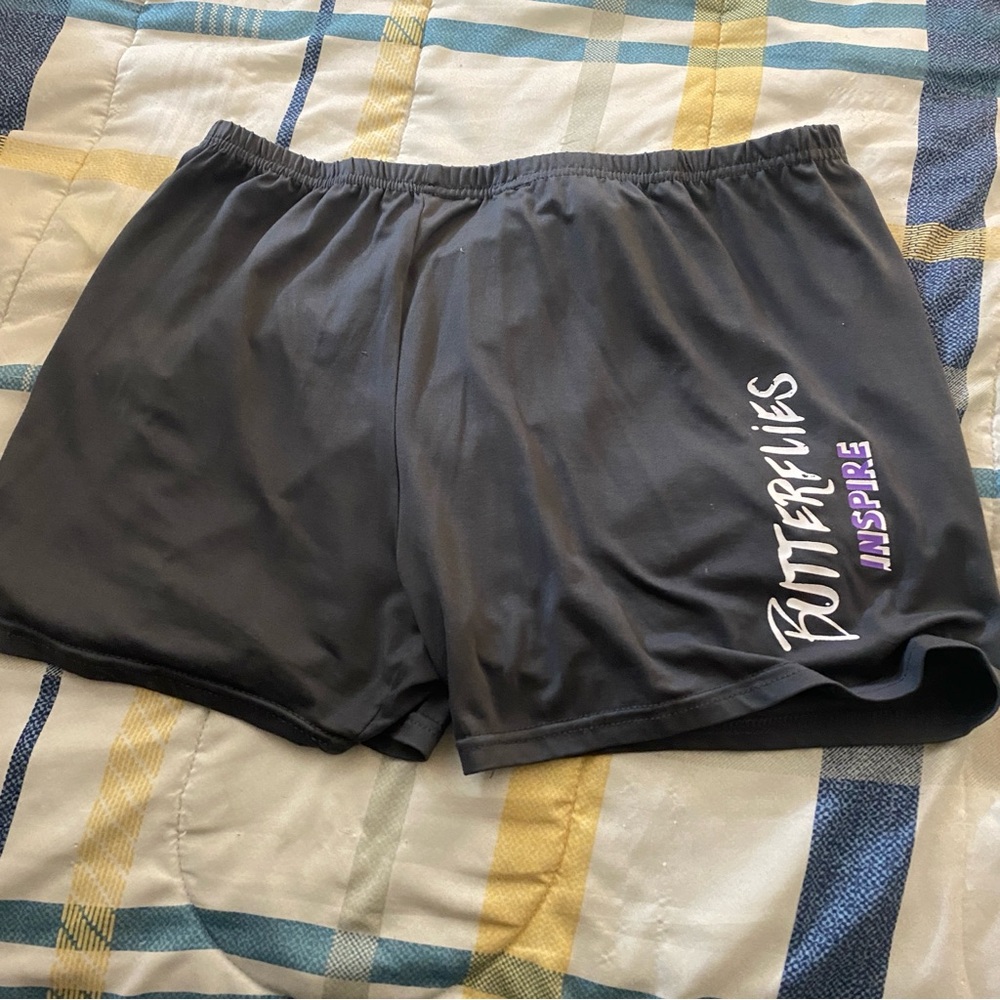 dark gray graphic shorts